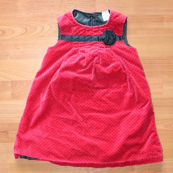Carter's Girls Sz 2T Polka Dot Velvet Jumper Dress - Picture 1 of 8